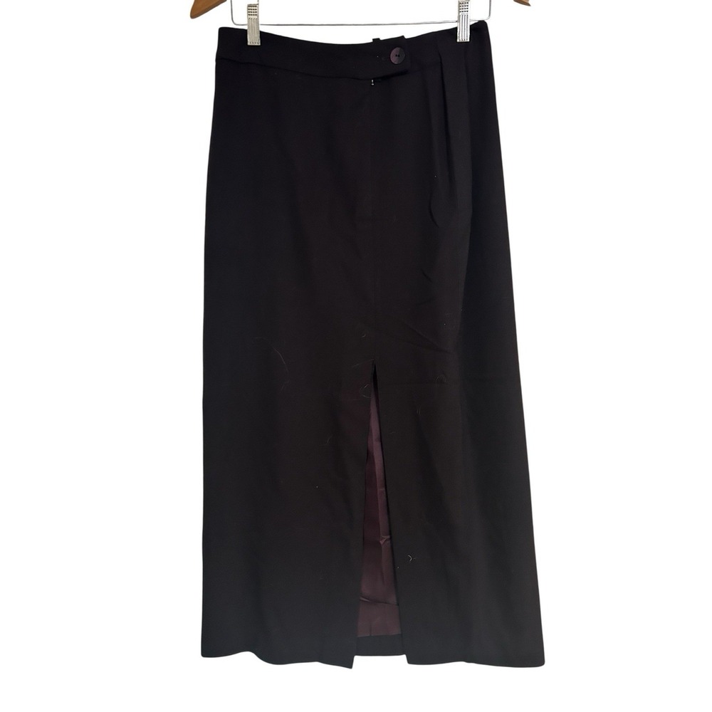 Studio Jax Vintage Wool Blend Pencil Skirt Midi Length, Front Slit Black Sz 6